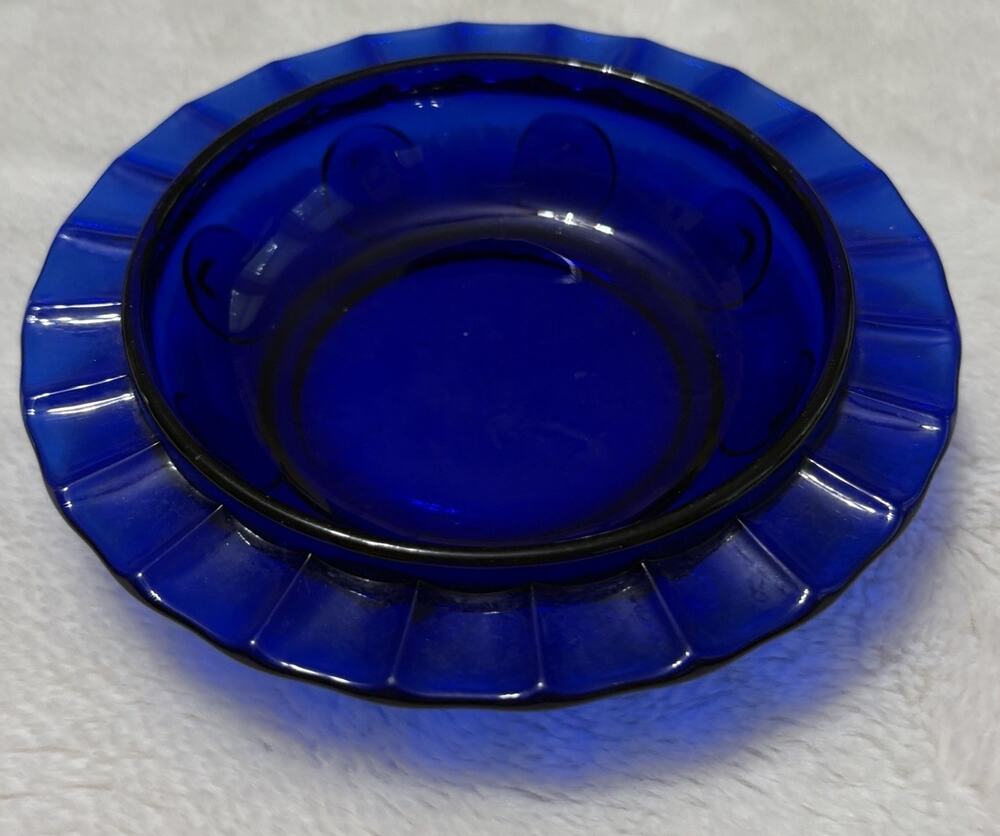 Cobalt Glass Butter Dish Martinsville Moondrops Blue 6" Bottom Only Art Vintage